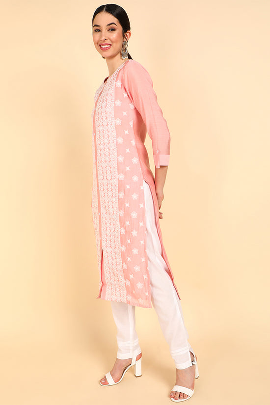 Ahika Poly Silk Embroidered Kurta Trousers With