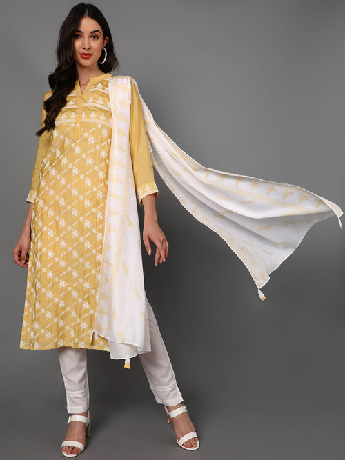 Ahika Poly Silk Embroidered Kurta Trousers With