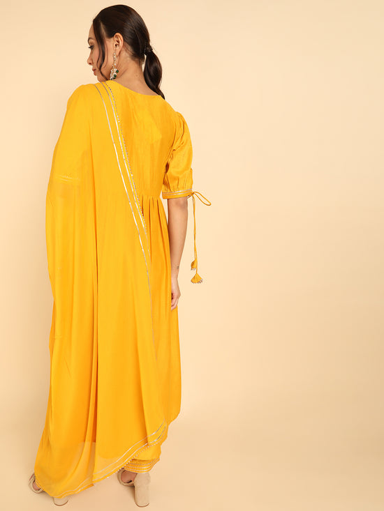 Ahika Poly Silk Solid Kurta Trousers Dupatta