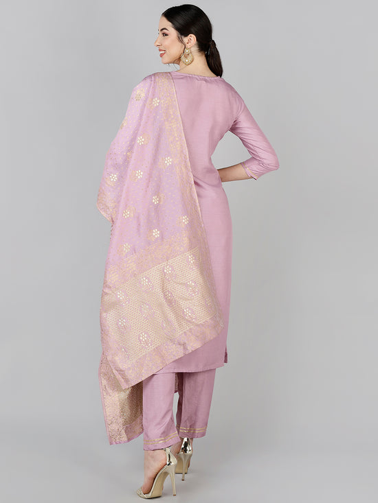 Ahika Poly Silk Yoke Design Kurta Trousers