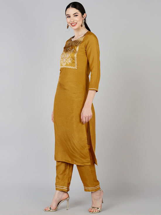 Ahika Poly Silk Yoke Design Kurta Trousers