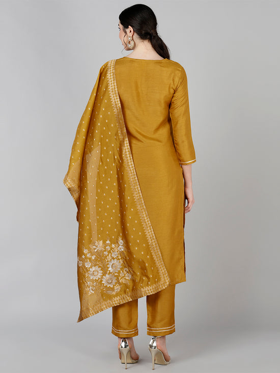 Ahika Poly Silk Yoke Design Kurta Trousers