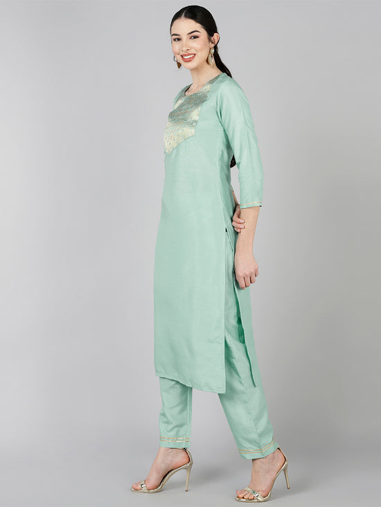 Ahika Poly Silk Yoke Design Kurta Trousers