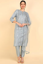 Ahika Poly Silk Solid Kurta Trousers With