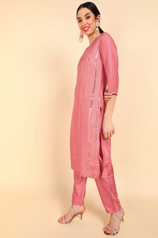 Ahika Poly Silk Solid Kurta Trousers With