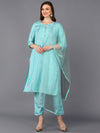 Poly Silk Sequinned Straight Kurta Pant With