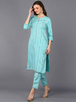 Poly Silk Sequinned Straight Kurta Pant With