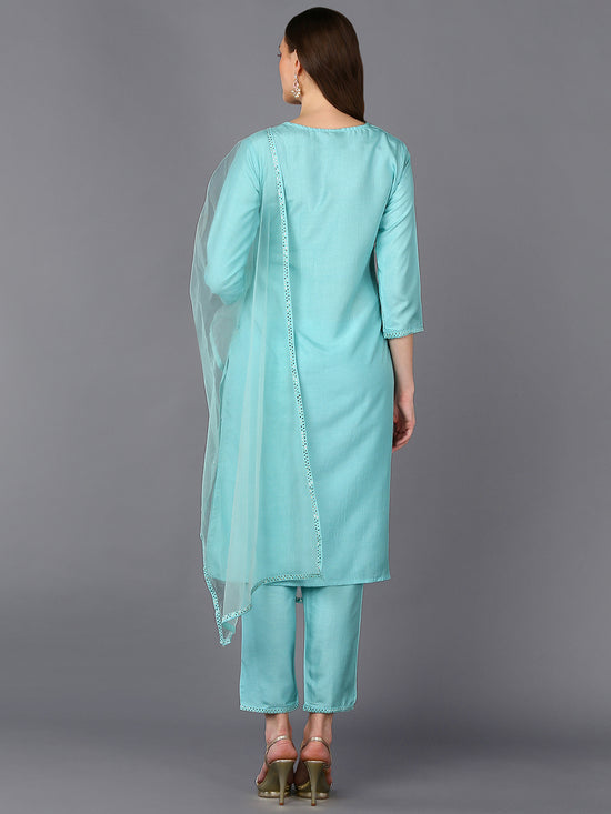 Poly Silk Sequinned Straight Kurta Pant With