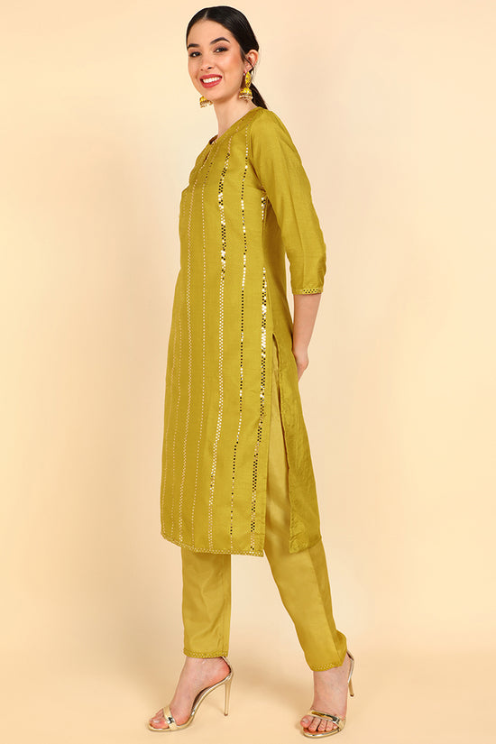 Ahika Poly Silk Solid Kurta Trousers With