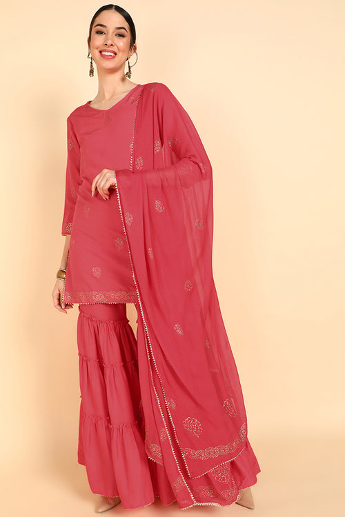 Ahika Poly Silk Solid Kurta Sharara With