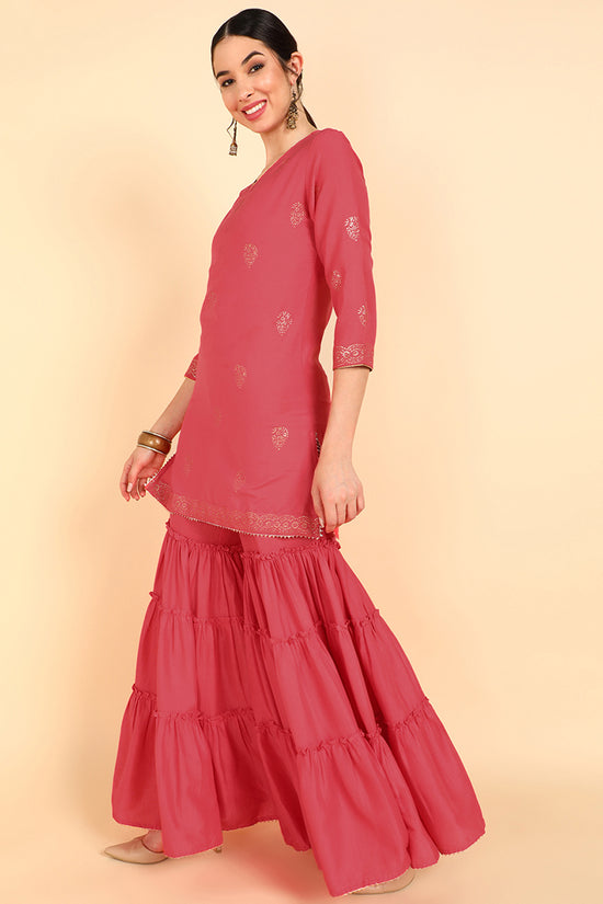 Ahika Poly Silk Solid Kurta Sharara With