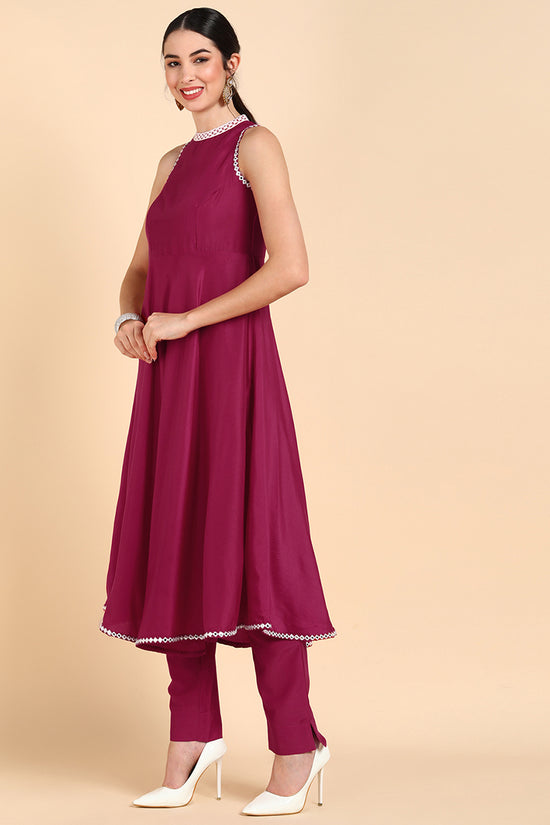 Ahika Poly Silk Solid Kurta Trousers With