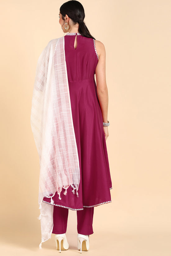 Ahika Poly Silk Solid Kurta Trousers With