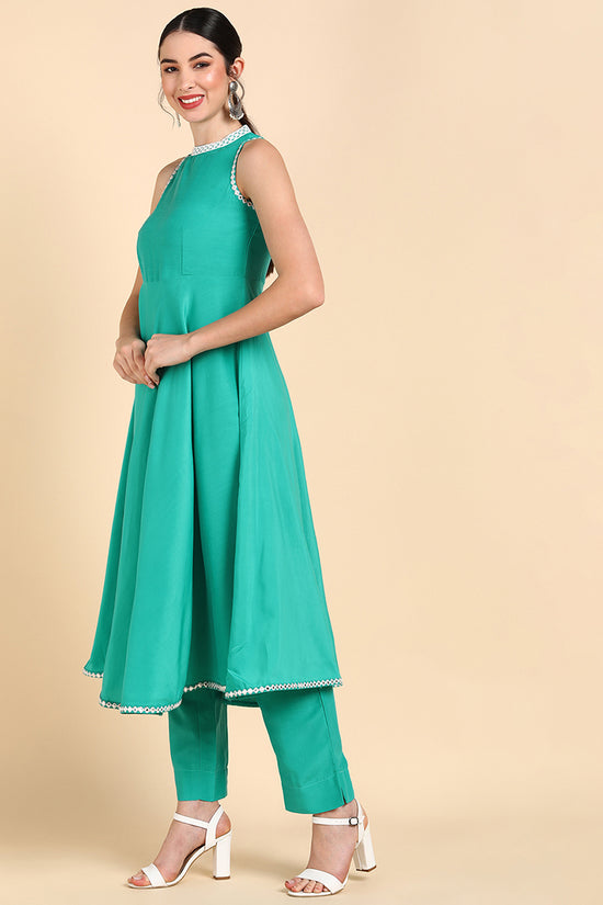 Ahika Poly Silk Solid Kurta Trousers With