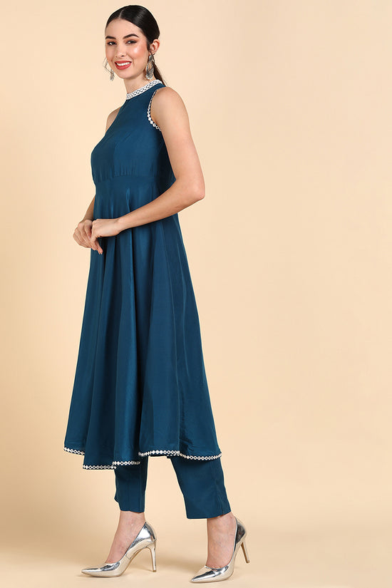 Ahika Poly Silk Solid Kurta Trousers With