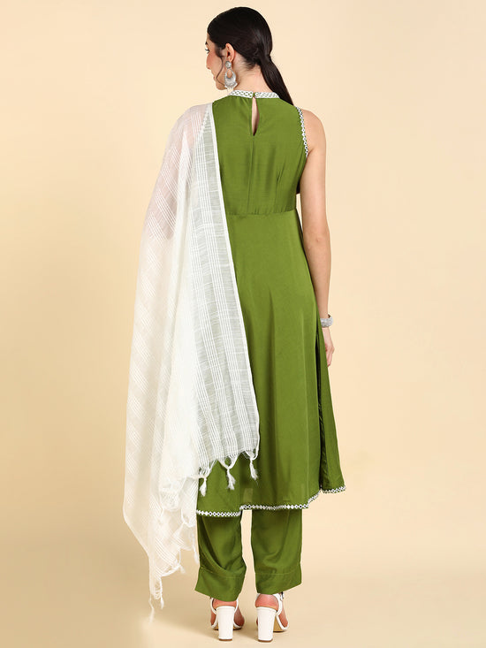 Ahika Poly Silk Solid Kurta Trousers With