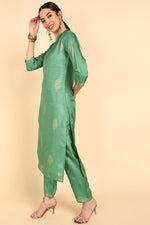 Ahika Poly Silk Solid Kurta Trousers With