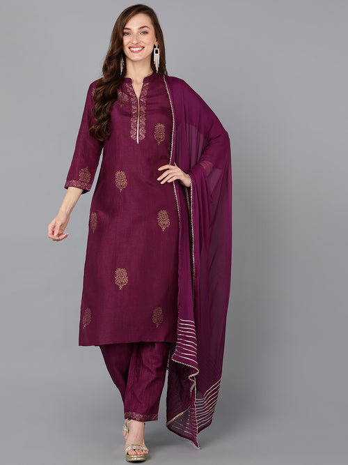 Ahika Women Poly Silk Solid Kurta Trouser