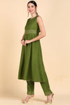 Ahika Poly Silk Solid Kurta Trousers With