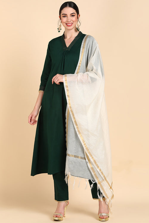 Ahika Poly Silk Solid Kurta Trousers With