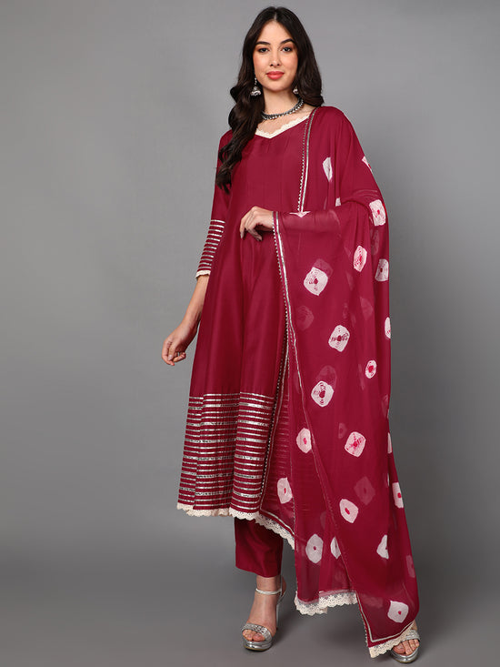 Ahika Poly Silk Solid Kurta Trousers With