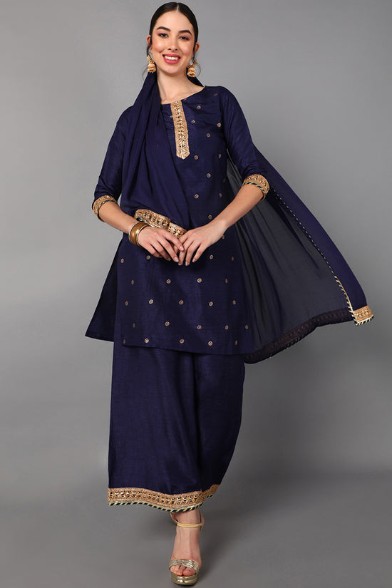 Ahika Poly Silk Solid Kurta Palazzo Dupatta