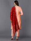 Poly Silk Peach Embroidered Straight Kurta Pant