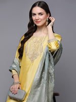 Poly Silk Embroidered Kurta Trouser With Dupatta