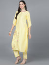 Ahika Women Yellow Poly Silk Embroidered Kurta Trousers With Dupatta 2