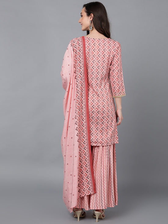 Ahika Women Cotton Blend Printed Kurta Sharara