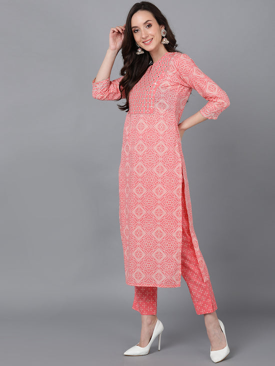 Ahika Women Cotton Printed Kurta Trousers With