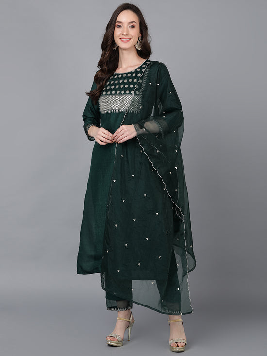 Ahika Women Poly Silk Yoke Design Kurta