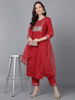 Ahika Women Poly Silk Yoke Design Kurta