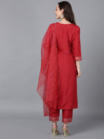 Ahika Women Poly Silk Yoke Design Kurta