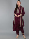 Ahika Women Silk Blend Embroidered Kurta Trouser