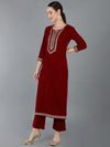 Ahika Women Velvet Yoke Design Kurta Trouser