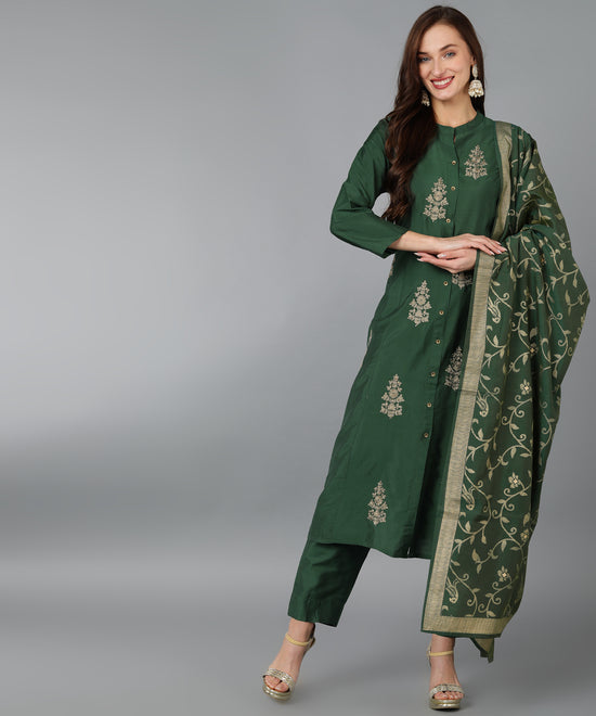 Ahika Women Silk Blend Ethnic Printed Kurta