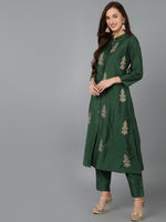 Ahika Women Silk Blend Ethnic Printed Kurta