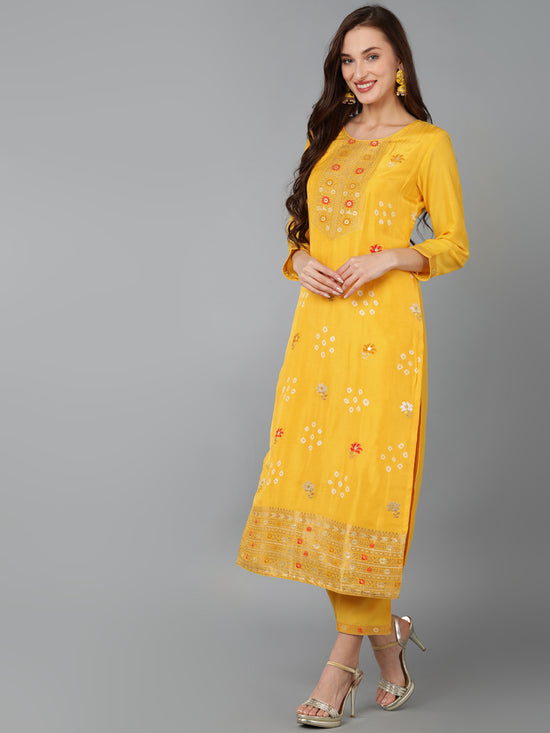 Ahika Women Silk Blend Woven Design Kurta