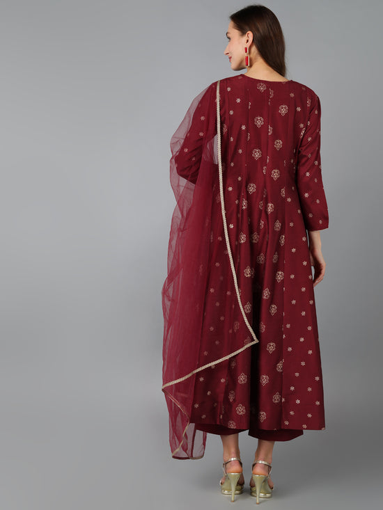 Ahika Women Silk Blend Embroidered Woven Design