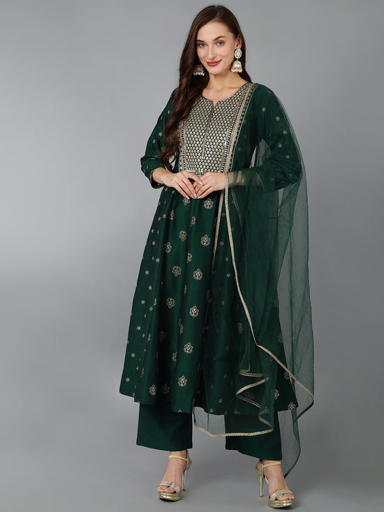 Ahika Women Silk Blend Embroidered Woven Design