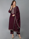 Ahika Women Silk Blend Embroidered Kurta Trouser