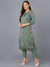 Ahika Women Organza Embroidered Floral Printed Kurta