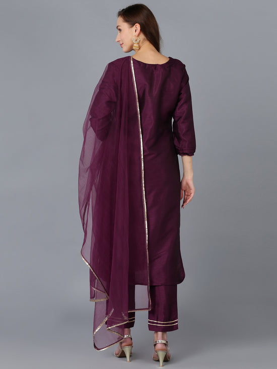 Ahika Women Silk Blend Yoke Design Kurta