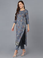 Ahika Women Organza Embroidered Floral Printed Kurta