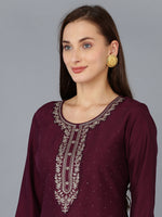 Ahika Women Silk Blend Embroidered Kurta Trouser