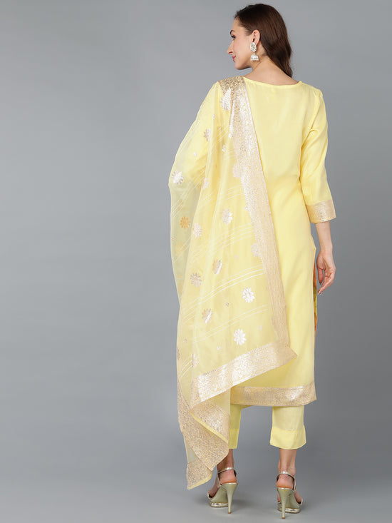 Ahika Women Poly Chanderi Woven Design Abstract