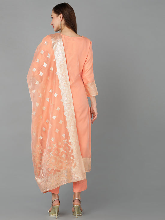 Ahika Women Poly Chanderi Woven Design Geometric