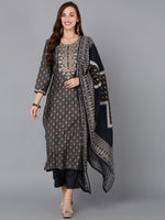 Ahika Women Silk Blend Ethnic Printed Kurta