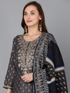 Ahika Women Silk Blend Ethnic Printed Kurta